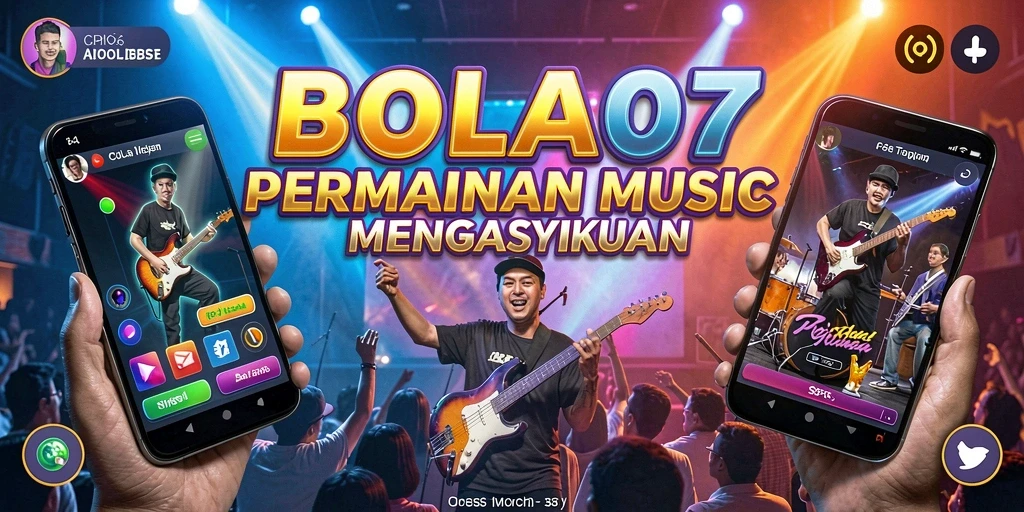Tampilan gameplay BOLA07 dengan berbagai genre musik.