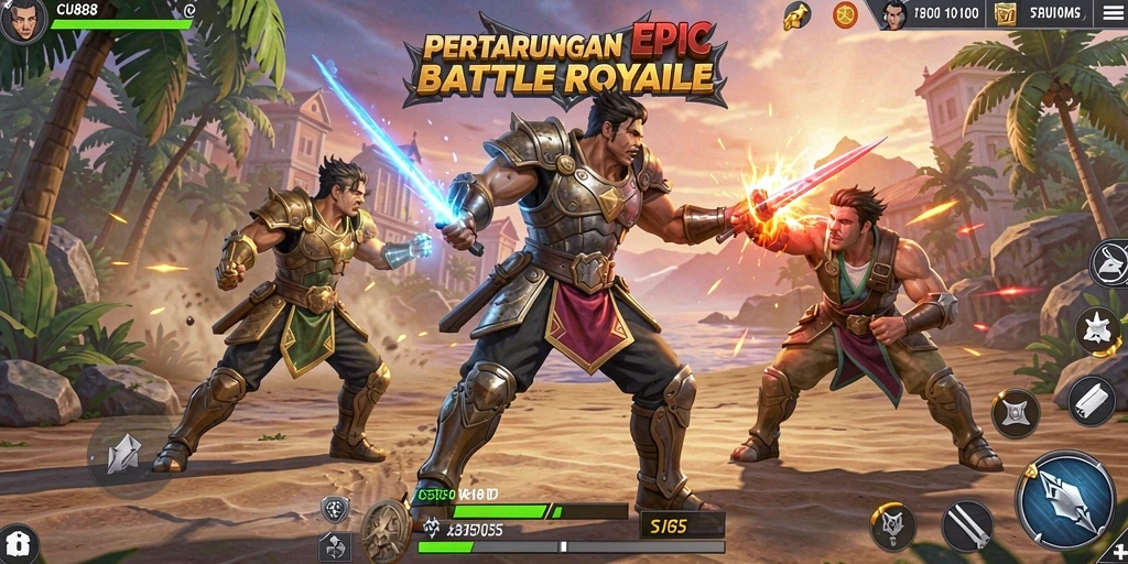 Tampilan gameplay CU888 dengan aksi Battle Royale yang mendebarkan.