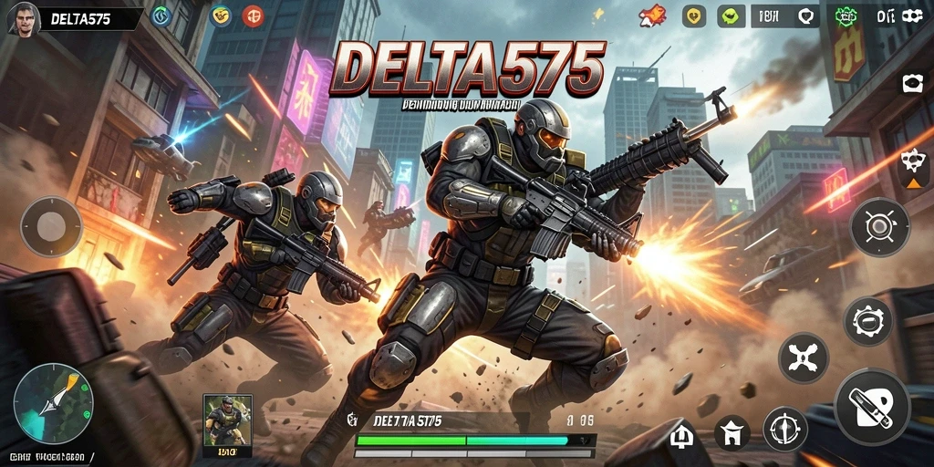 Screenshot DELTA575 menunjukkan aksi seru dan atmosfer pertarungan yang intens.