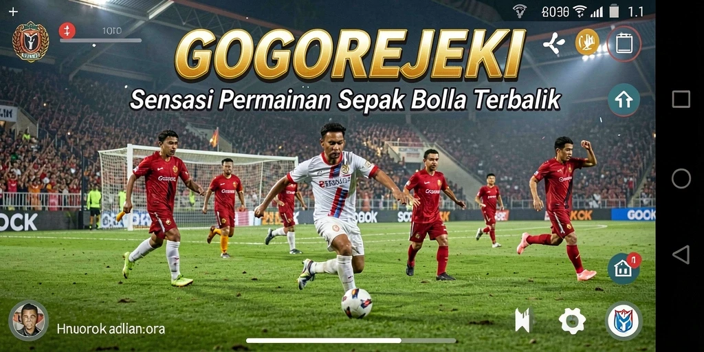 Screenshot GOGOREJEKI menampilkan aksi seru dalam permainan sepak bola.