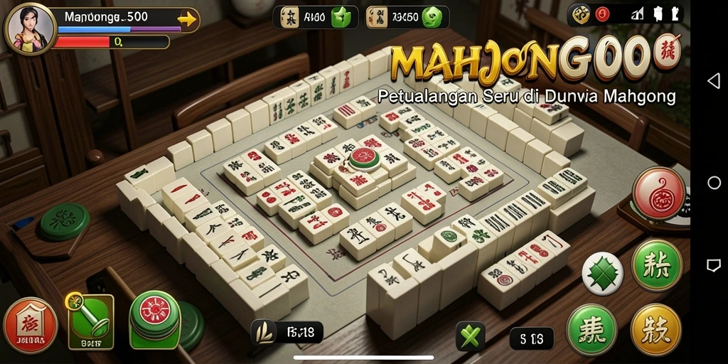 Tampilan gameplay MAHJONG500 dengan tantangan Mahjong yang mendebarkan.