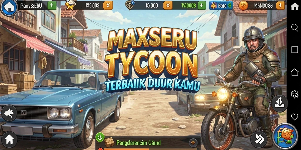 Gameplay seru MAXSERU dalam membangun dan mengelola bisnis.