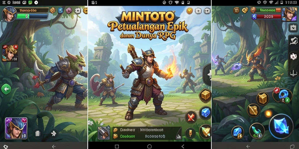 Screenshot gameplay MINTOTO yang menampilkan pertarungan seru antara karakter pemain dan monster.