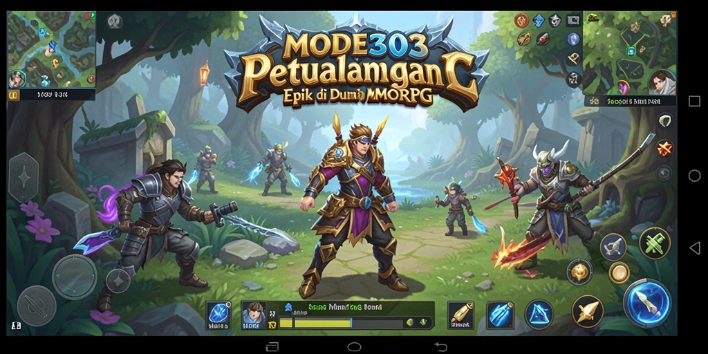 Tampilan gameplay intens di dunia fantasi MODE303 yang menakjubkan.