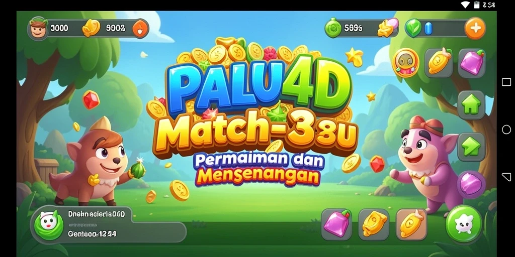 Screenshot gameplay PALU4D yang menunjukkan momen seru mencocokkan gem.