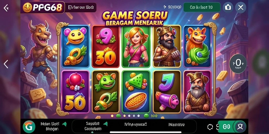 Screenshot PGG68 menunjukkan gameplay Slot yang penuh warna dan menarik.