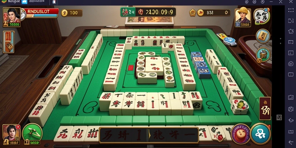 Gameplay menarik RINDUSLOT dengan desain ubin Mahjong yang indah.
