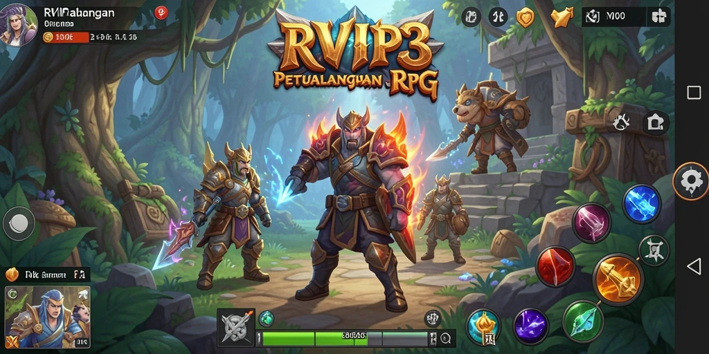 Screenshot utama RVIP3 menampilkan aksi pertempuran yang mendebarkan dalam dunia fantasi.