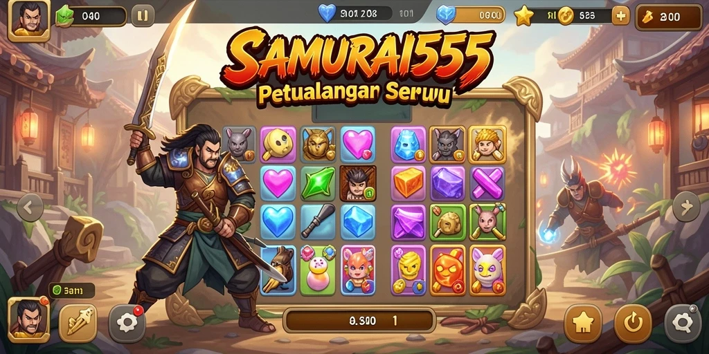 Gameplay SAMURAI555 yang seru dan mengasyikkan dalam genre Match-3.