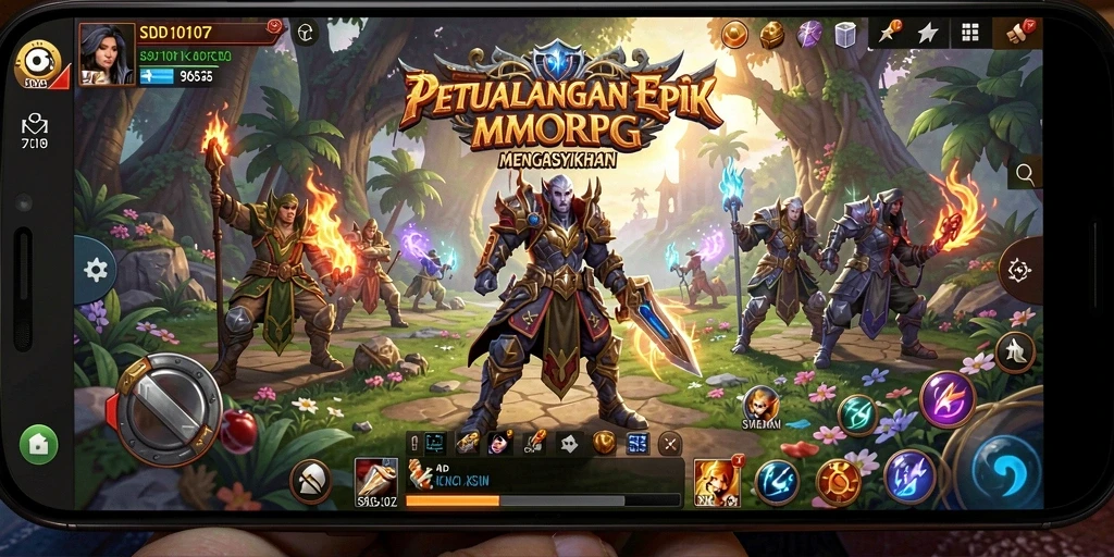 Screenshot utama SD107 menampilkan aksi seru dalam gameplay MMORPG.