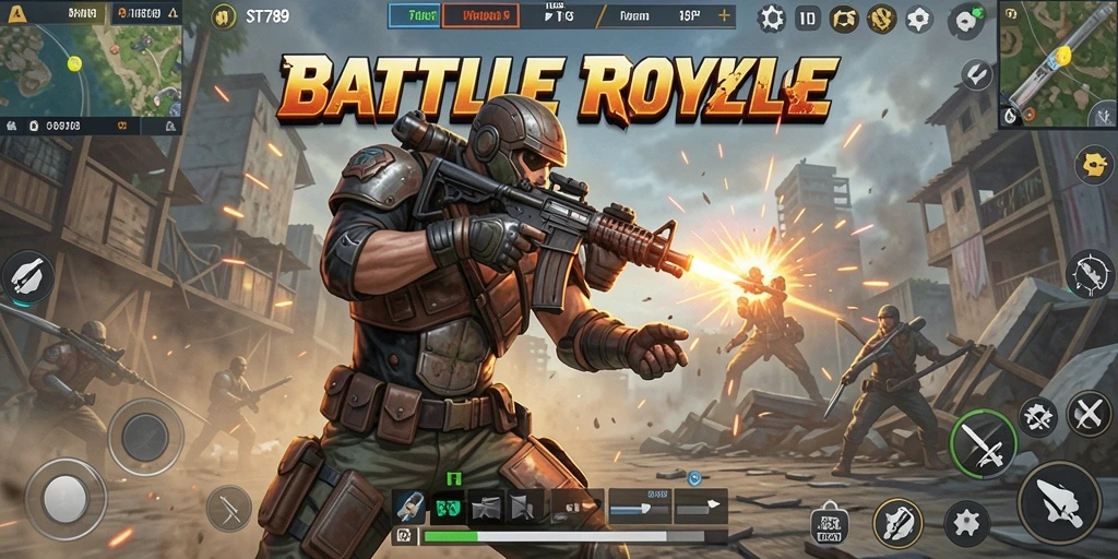 Gameplay ST789 yang mendebarkan di medan perang Battle Royale.